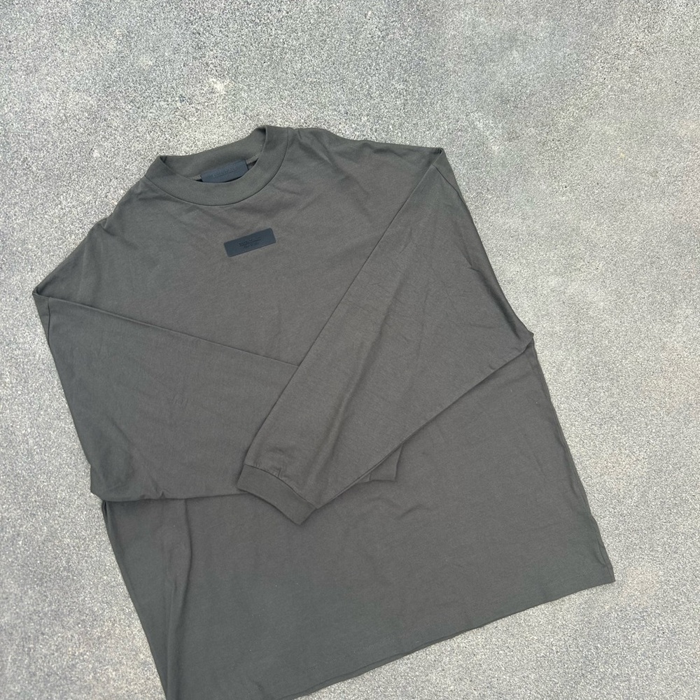 Essentials Fear of God Oversized Men's Dark Green Long Sleeve Shirt